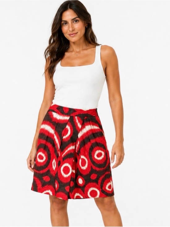 Tory Burch Dresses & Skirts - TORY BURCH | Pleated Linen Metallic Thread Abstract Patterned A-Line Skirt Sz. 6